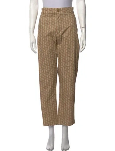 Pre-owned Lacoste Graphic Print Straight Leg Pants In Brown