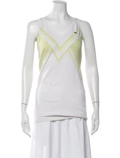Pre-owned Lacoste Graphic Print V-neck Top In White