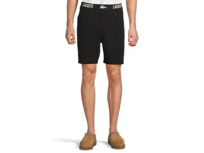 Lacoste Graphic Waistband Pajama Shorts In Black