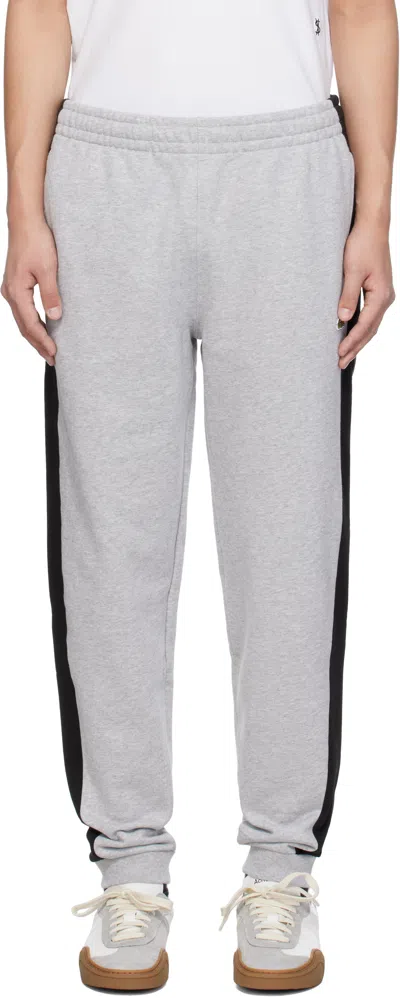 LACOSTE GRAY & BLACK TAPERED FIT COLORBLOCK SWEATPANTS