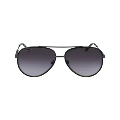 Lacoste Gray Metal Sunglasses In Black