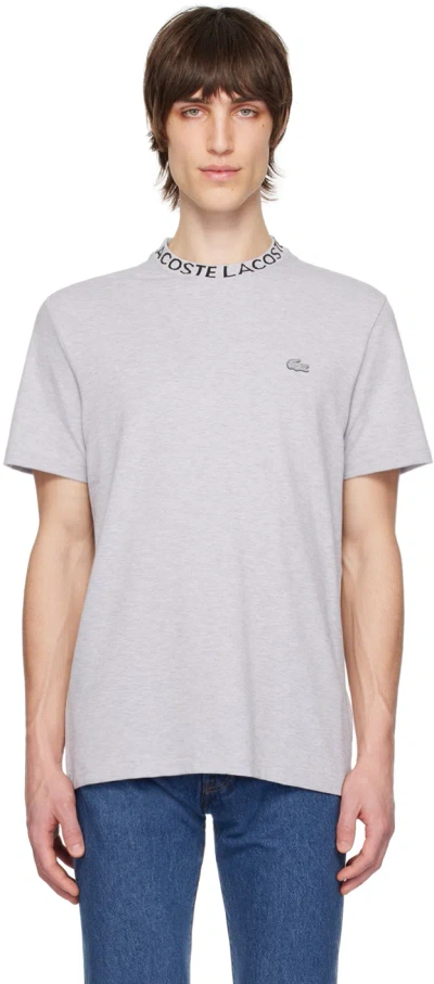 Lacoste Grey Patch T-shirt In Silver Chine
