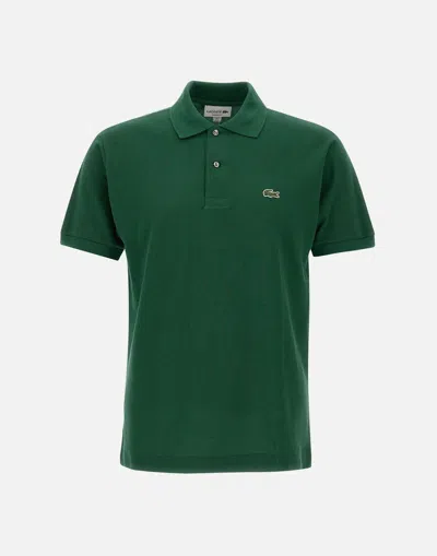 Lacoste Green Cotton Polo Shirt With Crocodile Logo