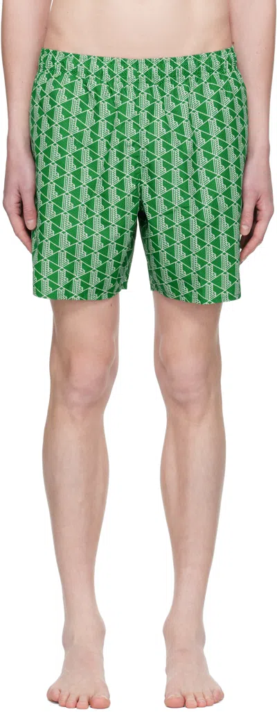 Lacoste Green Monogram Swim Shorts