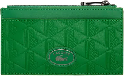 Lacoste Green Monogramme Zipped Wallet In Multi