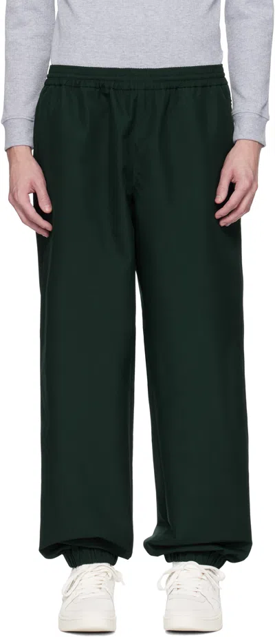 Lacoste Green Runway Oversized Twill Trousers In Dark Green Afk