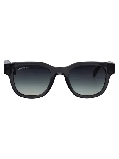 Lacoste Grey Acetate Sunglasses In Black