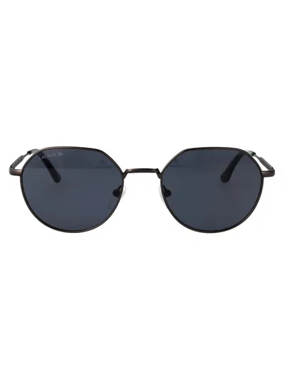 Lacoste Gunmetal Metal Sunglasses In Black