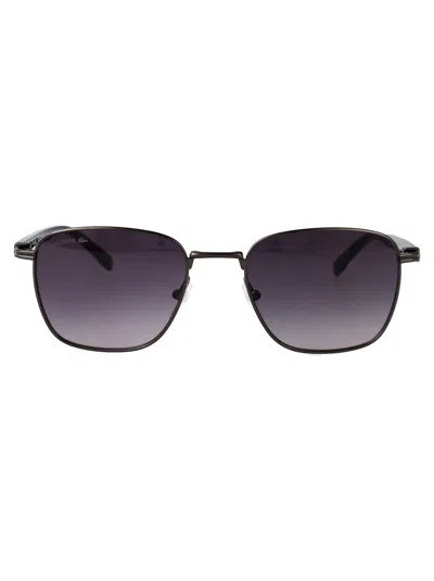 Lacoste Gunmetal Metal Sunglasses In Blue