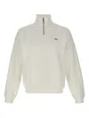Lacoste Half-zip Embroidered Sweatshirt In White
