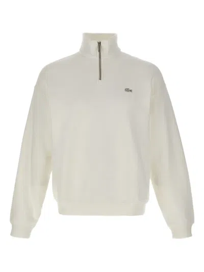Lacoste Half-zip Embroidered Sweatshirt In White