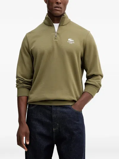 Lacoste Half-zip Logo Sweater In Green