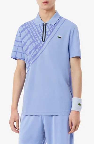 Lacoste Half Zip Polo In Blue