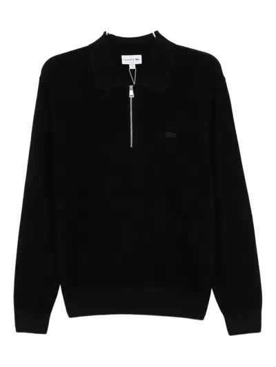 Lacoste Half-zip Polo Shirt In Black