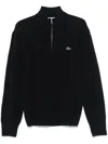 Lacoste Logo-patch Cropped Jacket In Blue