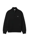 Lacoste Navy Blue Half-zip Embroidered Logo Cotton-blend Sweatshirt In Black