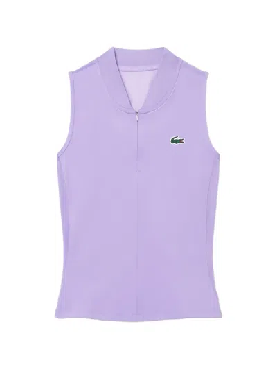 Lacoste Half-zip Sleeveless Tank Top In Purple