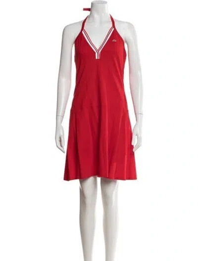 Pre-owned Lacoste Halterneck Mini Dress W/ Tags In Red