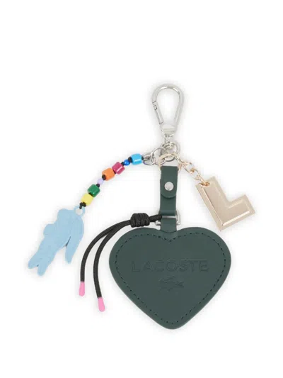 Lacoste Heart-shaped Beaded Key Holder In Green