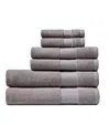 Lacoste Heritage Anti-microbial Supima Cotton 6 Piece Bath Towel Set In Meteorite