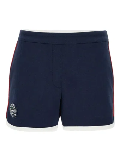 Lacoste Stretch Tennis Shorts With Piping And Side Stripe In Blue