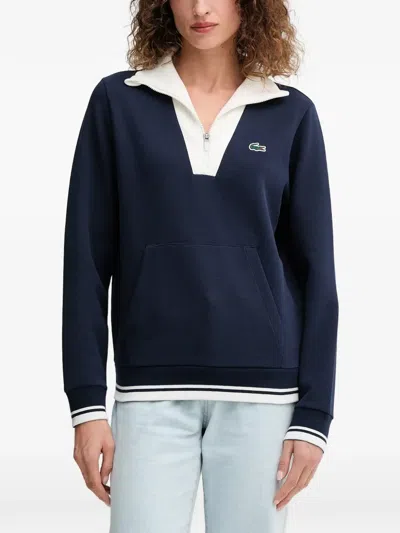 Lacoste Heritage Tennis Quarter-zip Sweatshirt In Blue