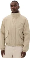 Lacoste High Collar Bomber Jacket Beige In Brown