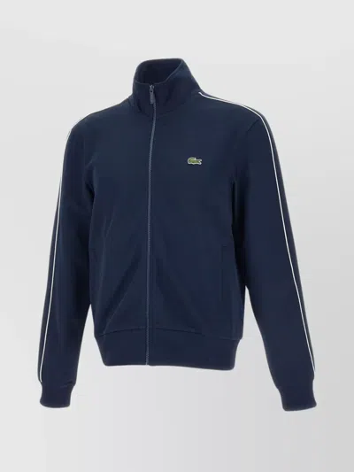 LACOSTE HIGH COLLAR COTTON BLEND SWEATSHIRT WITH SIDE POCKETS