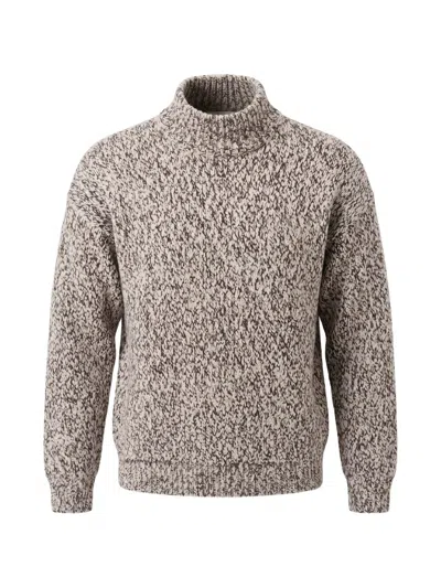 Lacoste High Neck Mercerized Wool Knit Sweater In Multi