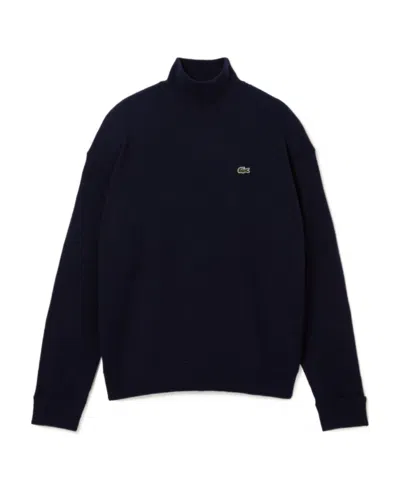 Lacoste High-necked Long-sleeved Sweater In Blue