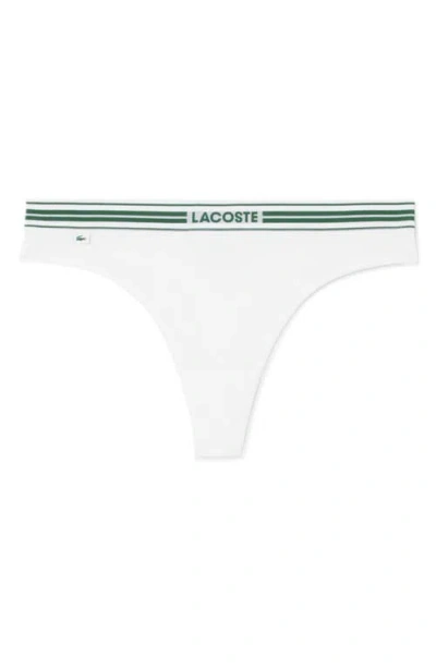 Lacoste High Waist Stretch Cotton Jersey Thong In White