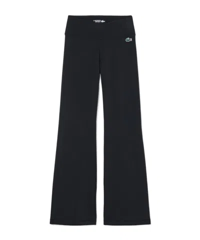 Lacoste High-waisted Slightly Flared Trousers In Blue