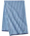 Lacoste Home Centre Mark Cotton Jacquard Stripe Bath Towel, 30" X 52" In Blue