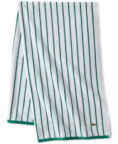 Lacoste Home Centre Mark Cotton Jacquard Stripe Bath Towel, 30" X 52" In Green