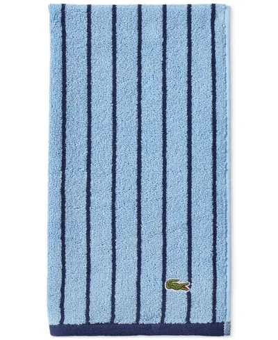 Lacoste Home Centre Mark Cotton Jacquard Stripe Hand Towel, 16" X 30" In Blue