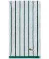 Lacoste Home Centre Mark Cotton Jacquard Stripe Hand Towel, 16" X 30" In Green