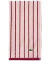 Lacoste Home Centre Mark Cotton Jacquard Stripe Hand Towel, 16" X 30" In Pink