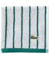 Lacoste Home Centre Mark Cotton Jacquard Stripe Washcloth, 13" X 13" In Green