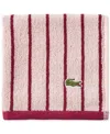 Lacoste Home Centre Mark Cotton Jacquard Stripe Washcloth, 13" X 13" In Pink
