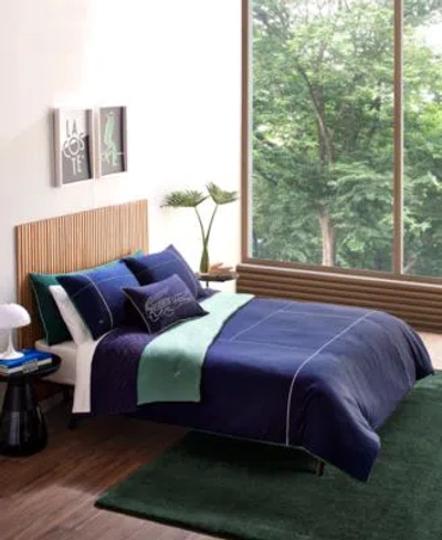 Lacoste Home Court Lines Comforter Sets In Navy