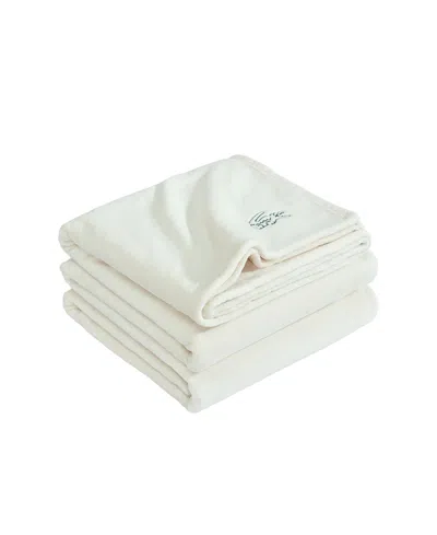 Lacoste Home Courtside Coco Flannel Ultra-soft Blanket, Full/queen In White