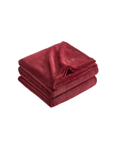 Lacoste Home Courtside Coco Flannel Ultra-soft Blanket, Full/queen In Red