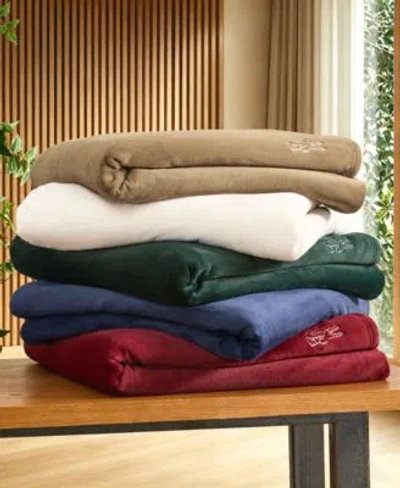Lacoste Home Courtside Midweight Ultra Soft Coco Flannel Blanket In Multi