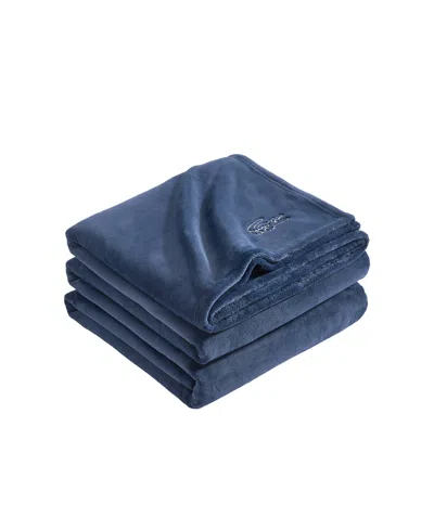 Lacoste Home Courtside Soft Touch Coco Flannel Blanket, King In Blue