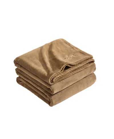 Lacoste Home Courtside Soft Touch Coco Flannel Blanket, King In Brown