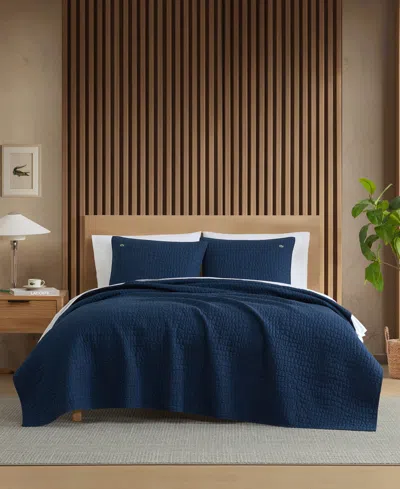 Lacoste Home Croc Scale Cotton 3-pc. Quilt Set, Full/queen In Blue