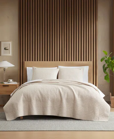 Lacoste Home Croc Scale Cotton 3-pc. Quilt Set, King In Pumice Stone