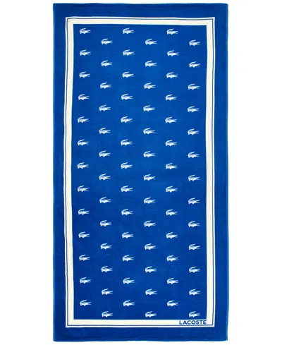 Lacoste Home Foulard Croc Cotton Beach Towel In Blue