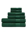 Lacoste Home Heritage Anti-microbial Supima Cotton 6 Piece Bath Towel Set In Green