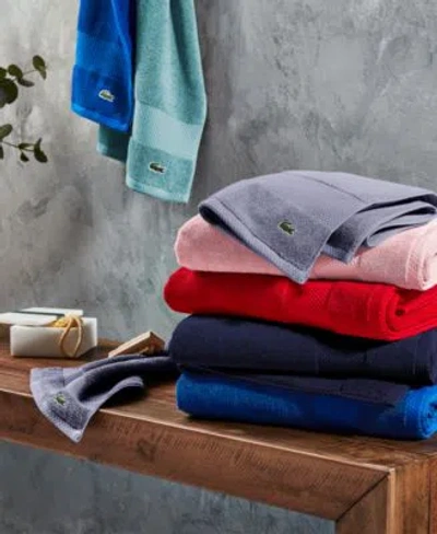 Lacoste Home Heritage Anti Microbial Supima Cotton Bath Towels In Surf Blue